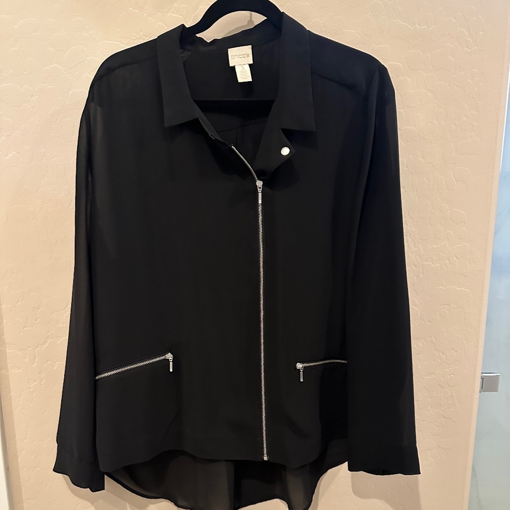 Chicos sheer moto jacket Size 3